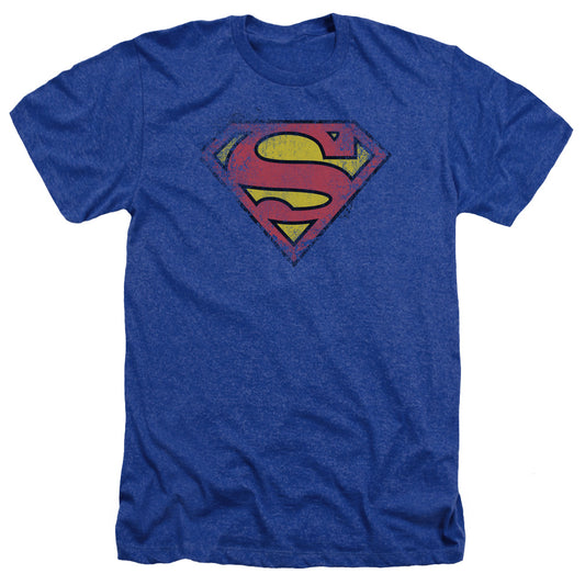 Superman - Destroyed Supes Logo - Adult Heather - Royal Blue