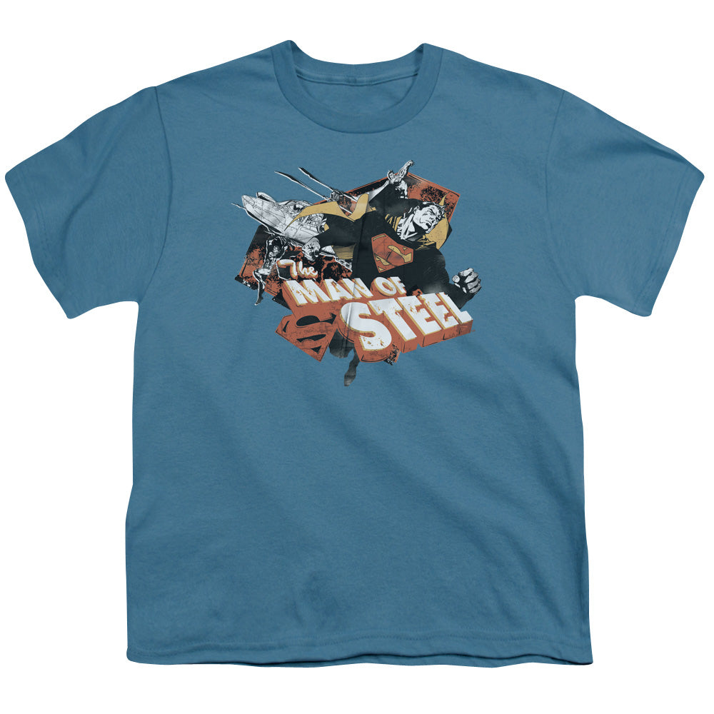Superman - Steel - Short Sleeve Youth 18/1 - Slate T-shirt