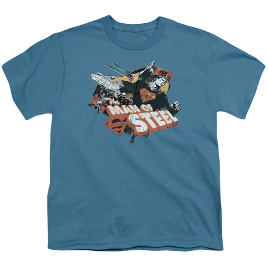 Superman - Steel - Short Sleeve Youth 18/1 - Slate T-shirt