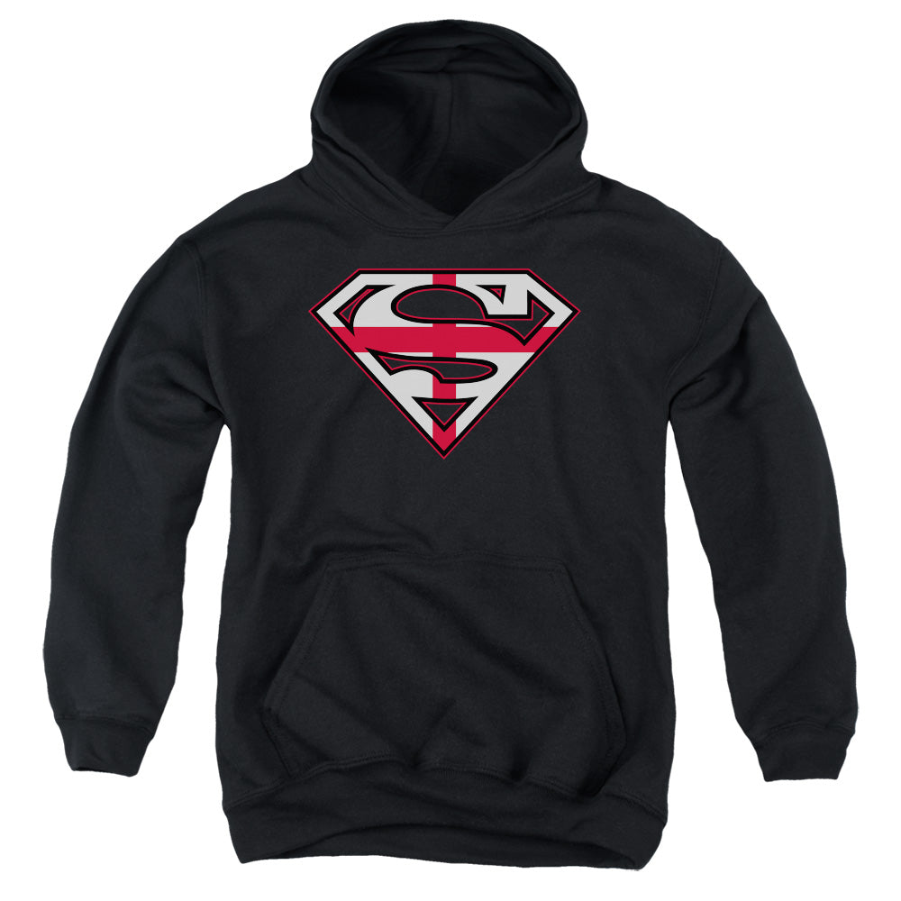 Superman - English Shield - Youth Pull-over Hoodie - Black