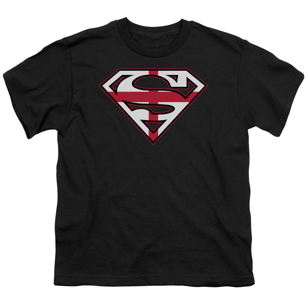 Superman - English Shield - Short Sleeve Youth 18/1 - Black T-shirt