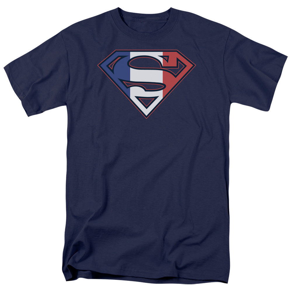 Superman - French Shield - Short Sleeve Adult 18/1 - Navy T-shirt