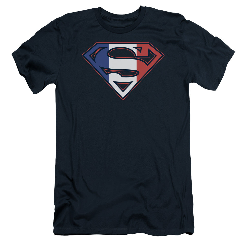 Superman - French Shield - Short Sleeve Adult 30/1 - Navy T-shirt