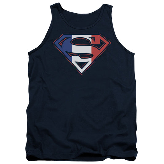Superman - French Shield - Adult Tank - Navy