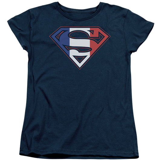 Superman - French Shield - Short Sleeve Womens Tee - Navy T-shirt