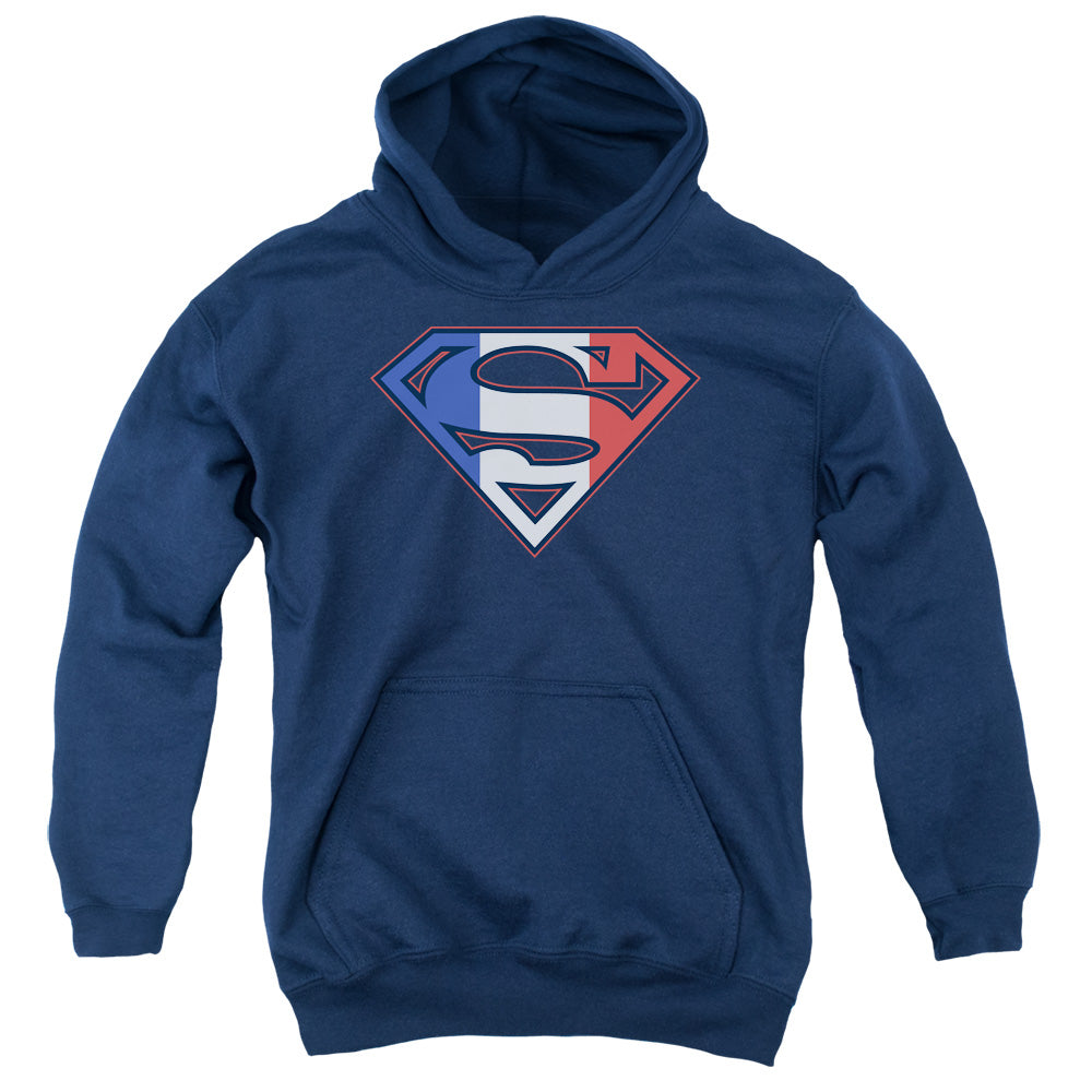 Superman - French Shield - Youth Pull-over Hoodie - Navy