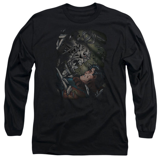 Superman - Epic Battle - Long Sleeve Adult 18/1 - Black T-shirt
