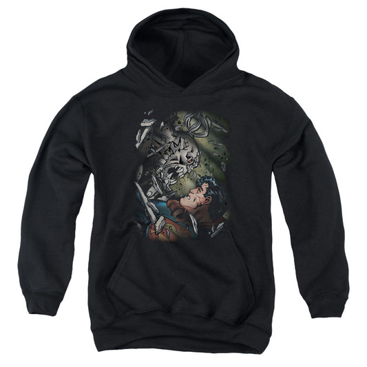 Superman Epic Battle-youth Pull-over Hoodie - Black