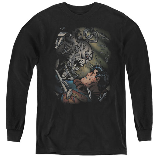 Superman - Epic Battle - Youth Long Sleeve Tee - Black
