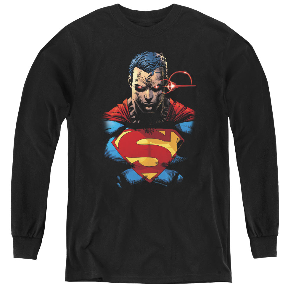Superman - Displeased - Youth Long Sleeve Tee - Black