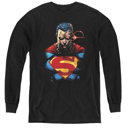 Superman - Displeased - Youth Long Sleeve Tee - Black