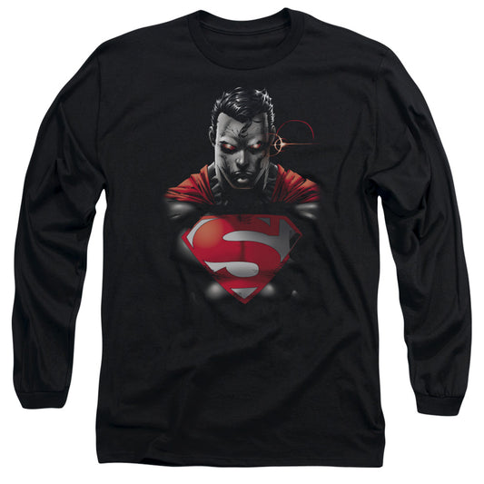 Superman - Heat Vision Charged - Long Sleeve Adult 18/1 - Black T-shirt
