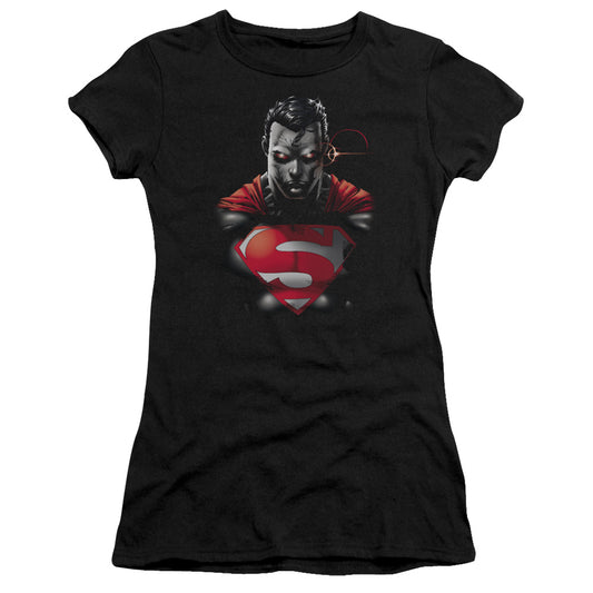 Superman - Heat Vision Charged - Short Sleeve Junior Sheer - Black T-shirt