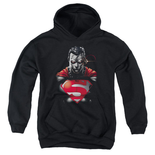 Superman Heat Vision Charged-youth Pull-over Hoodie - Black