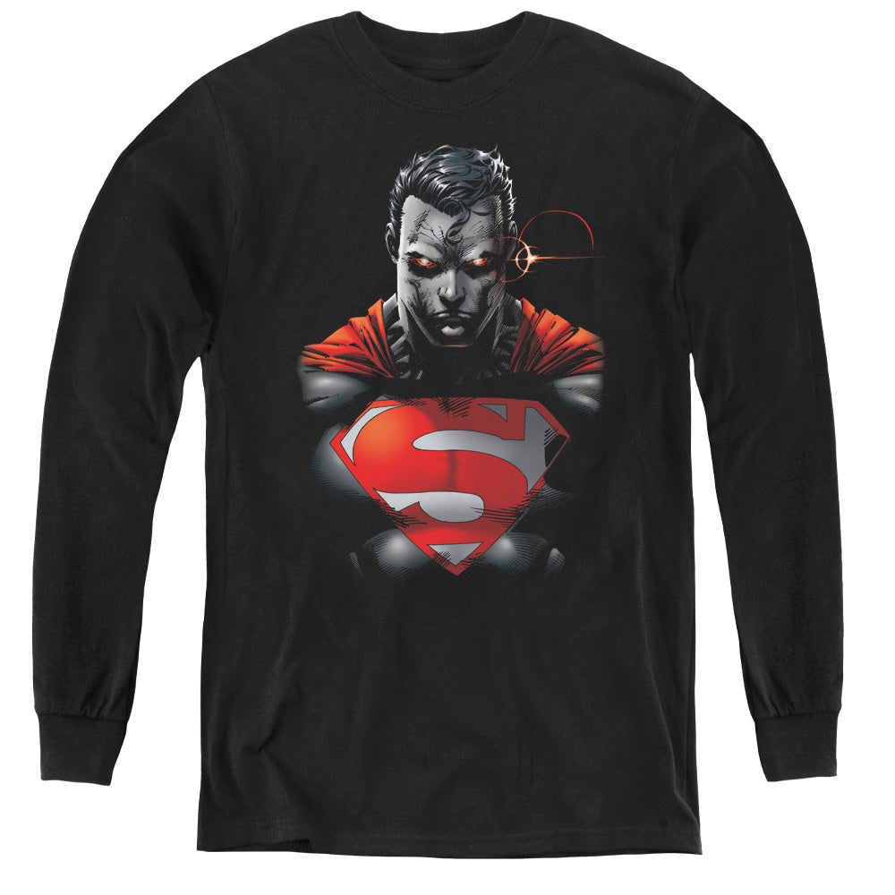 Superman - Heat Vision Charged - Youth Long Sleeve Tee - Black