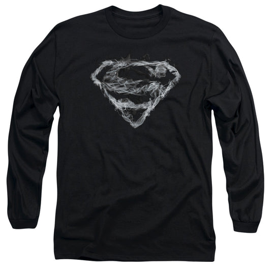 Superman - Smoking Shield - Long Sleeve Adult 18/1 - Black T-shirt