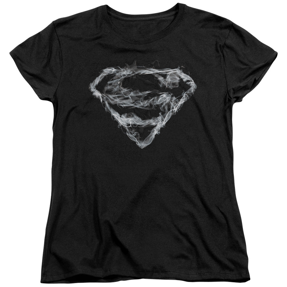 Superman - Smoking Shield - Short Sleeve Womens Tee - Black T-shirt