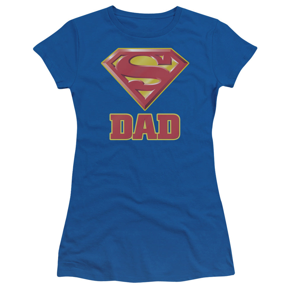 Superman - Super Dad - Short Sleeve Junior Sheer - Royal Blue T-shirt