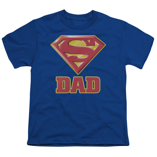 Superman - Super Dad - Short Sleeve Youth 18/1 - Royal Blue T-shirt