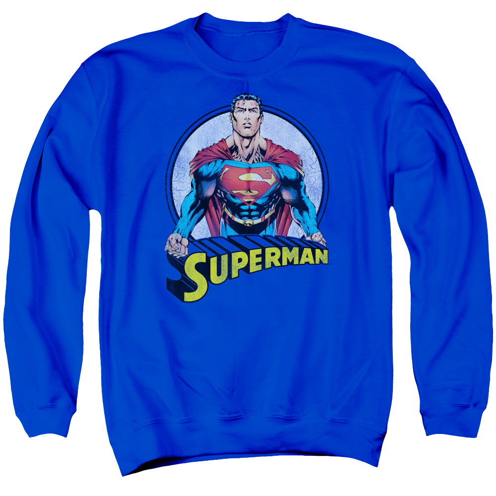 Superman - Flying High Again - Adult Crewneck Sweatshirt - Royal Blue