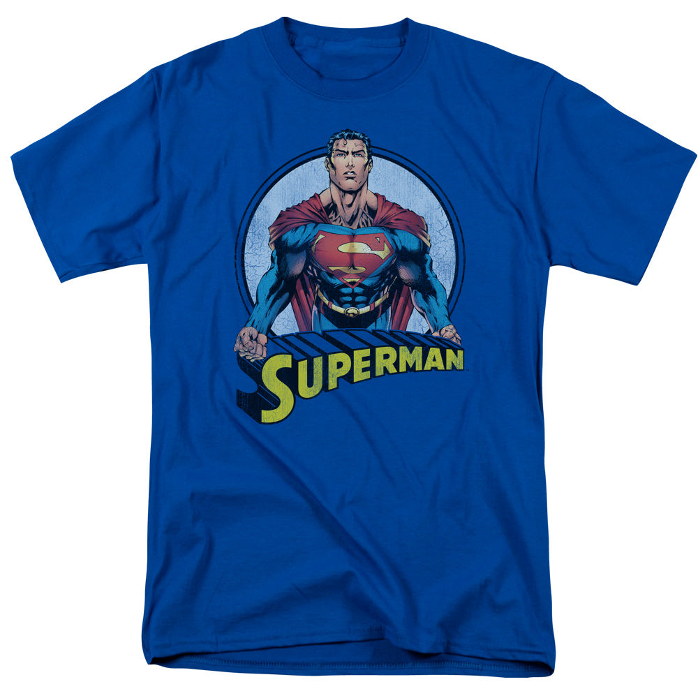 Superman - Flying High Again - Short Sleeve Adult 18/1 - Royal Blue T-shirt