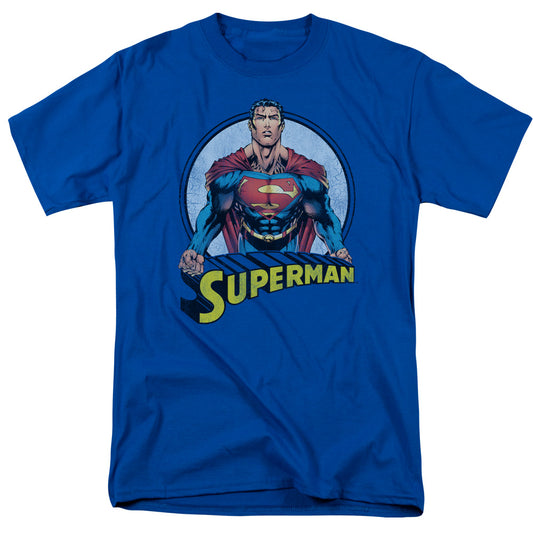 Superman - Flying High Again - Short Sleeve Adult 18/1 - Royal Blue T-shirt