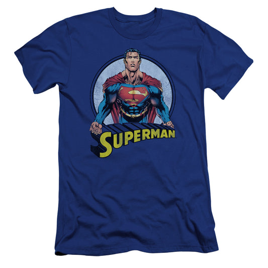 Superman - Flying High Again-premuim Canvas Adult Slim Fit 30/1 - Royal Blue