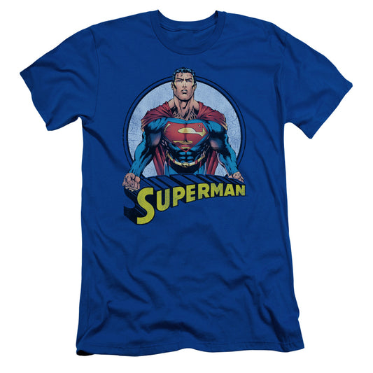 Superman - Flying High Again - Short Sleeve Adult 30/1 - Royal Blue T-shirt