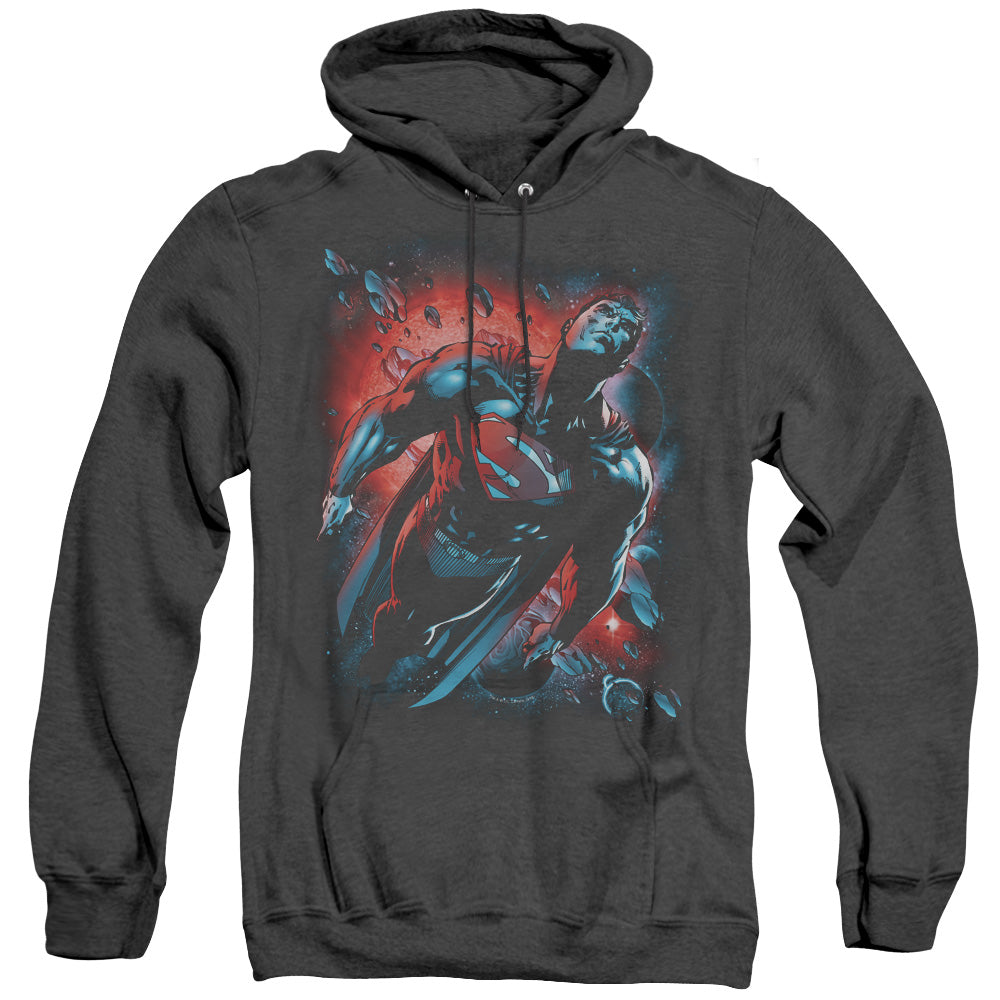 Superman - Red Sun - Adult Heather Hoodie - Black