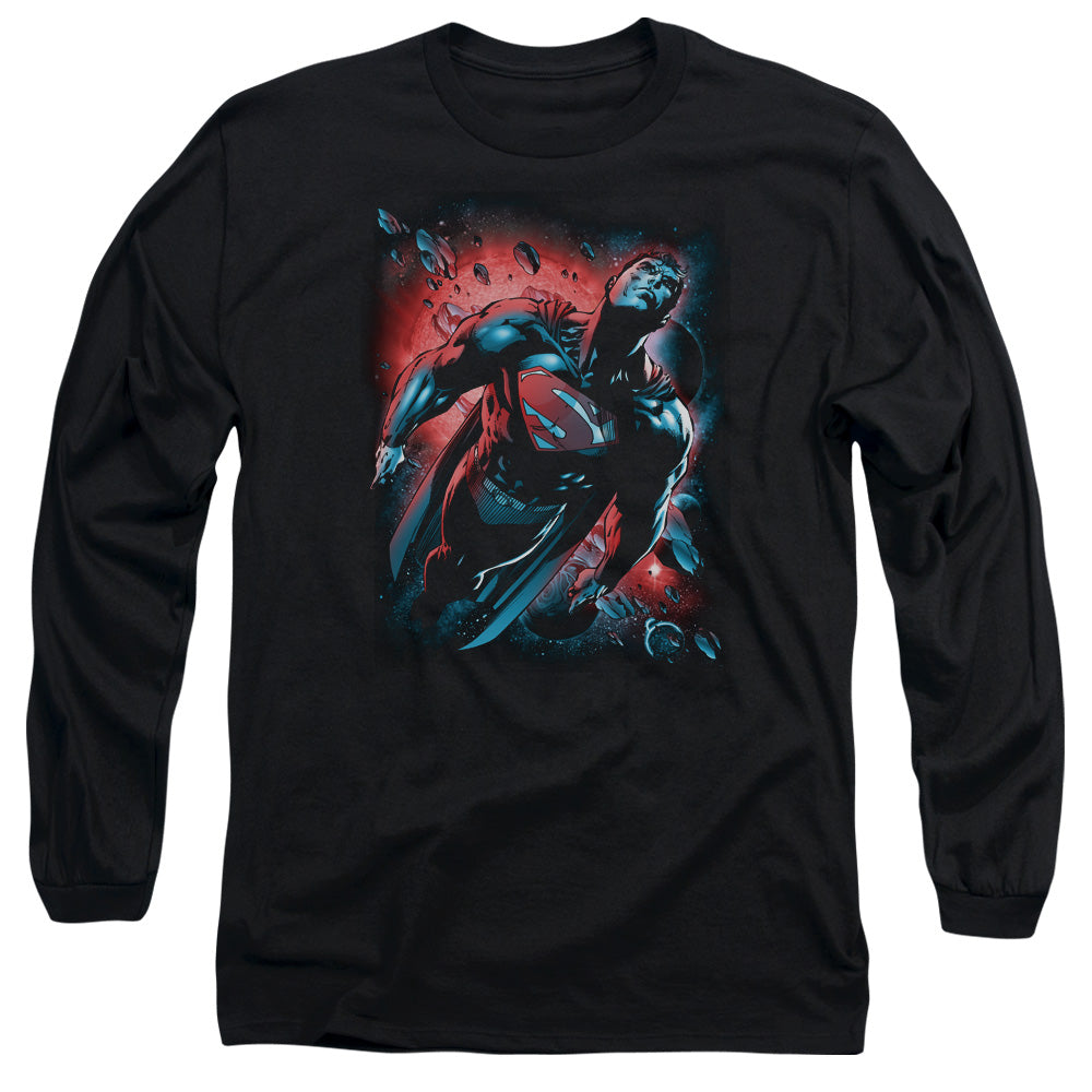 Superman - Red Sun - Long Sleeve Adult 18/1 - Black T-shirt