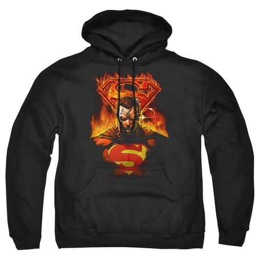 Superman - Man On Fire - Adult Pull-over Hoodie - Black