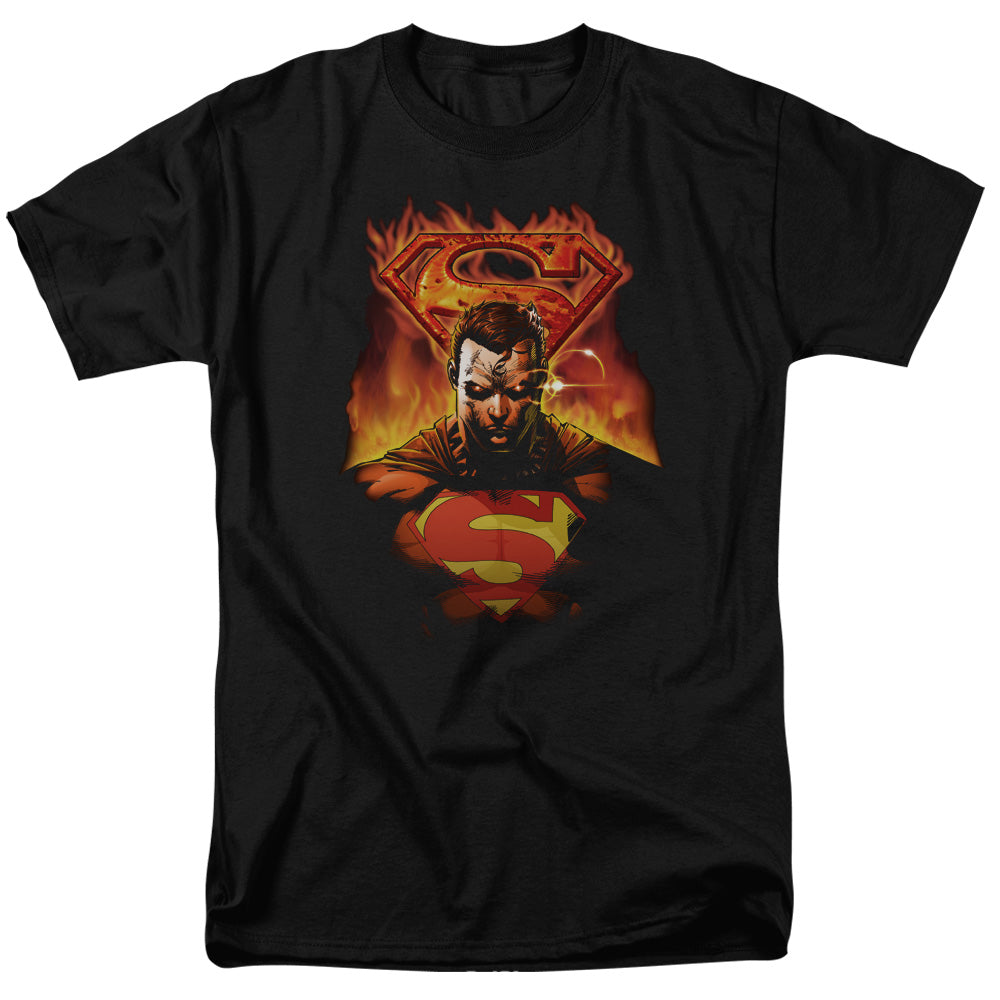 Superman - Man On Fire - Short Sleeve Adult 18/1 - Black T-shirt