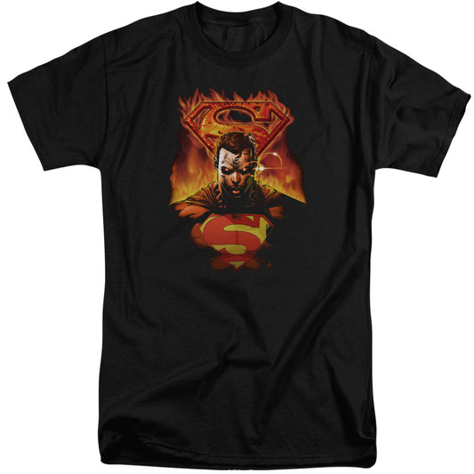 Superman - Man On Fire - Short Sleeve Adult Tall - Black T-shirt