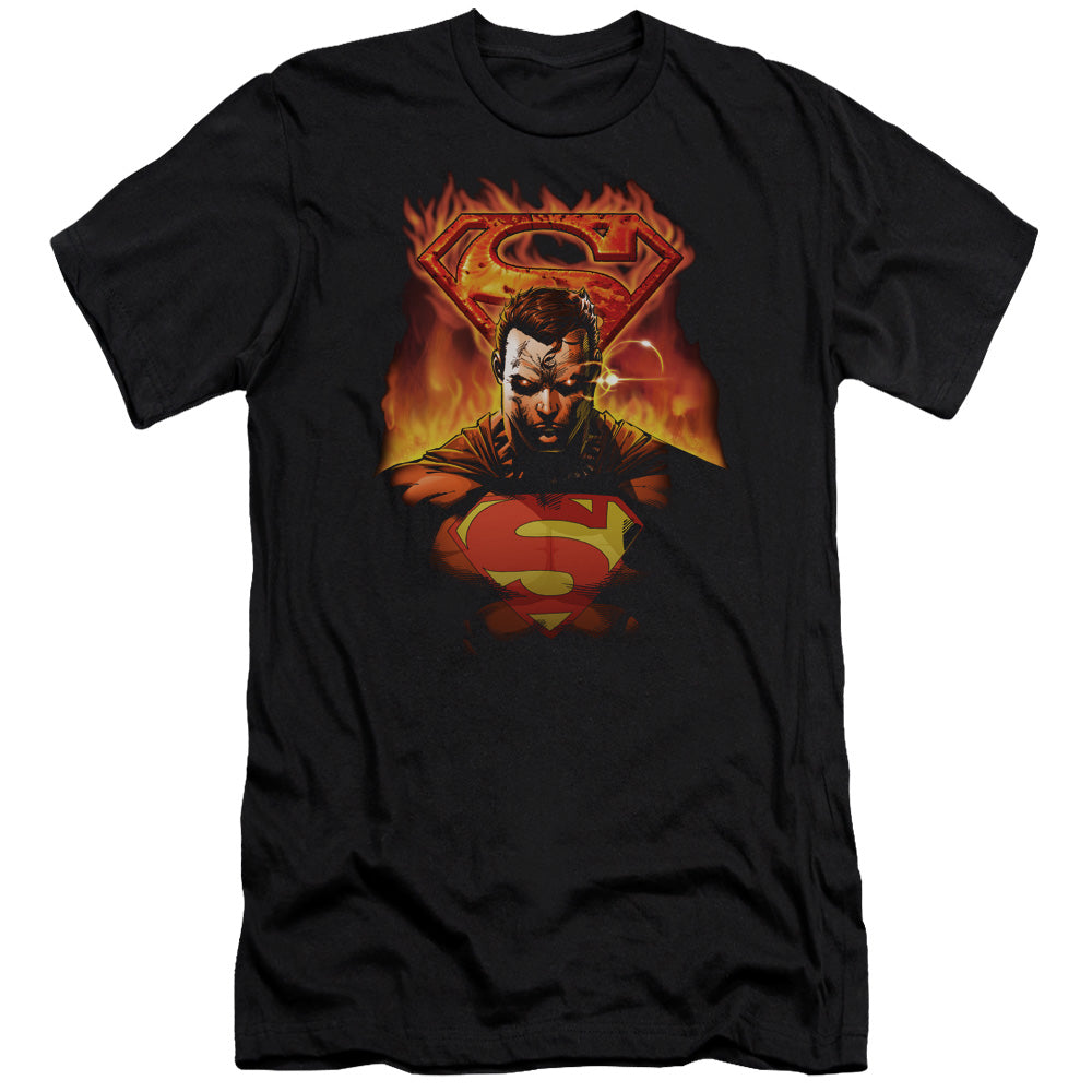 Superman - Man On Fire - Short Sleeve Adult 30/1 - Black T-shirt