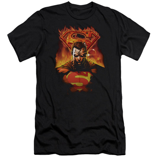 Superman - Man On Fire - Short Sleeve Adult 30/1 - Black T-shirt
