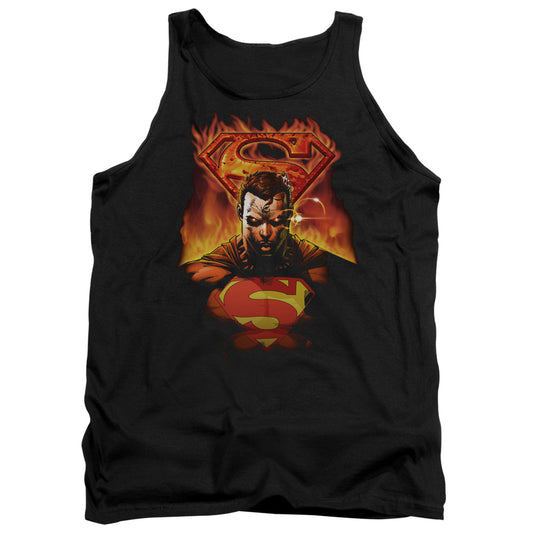 Superman Man On Fire - Adult Tank - Black