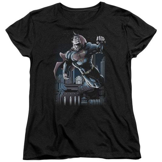 SUPERMAN NIGHT FIGHT - S/S WOMENS TEE - BLACK T-Shirt