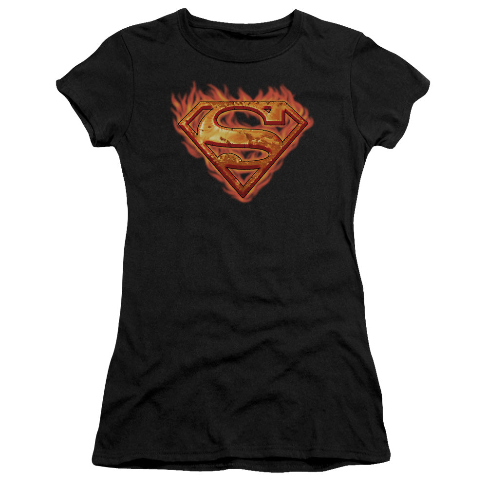 Superman - Hot Metal - Short Sleeve Junior Sheer - Black T-shirt