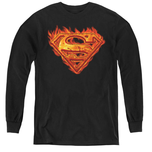 Superman - Hot Metal - Youth Long Sleeve Tee - Black