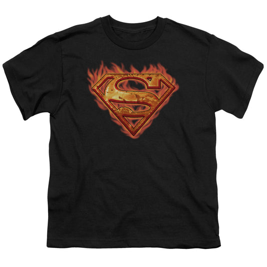Superman - Hot Metal - Short Sleeve Youth 18/1 - Black T-shirt