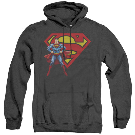 Superman - Superman & Logo - Adult Heather Hoodie - Black