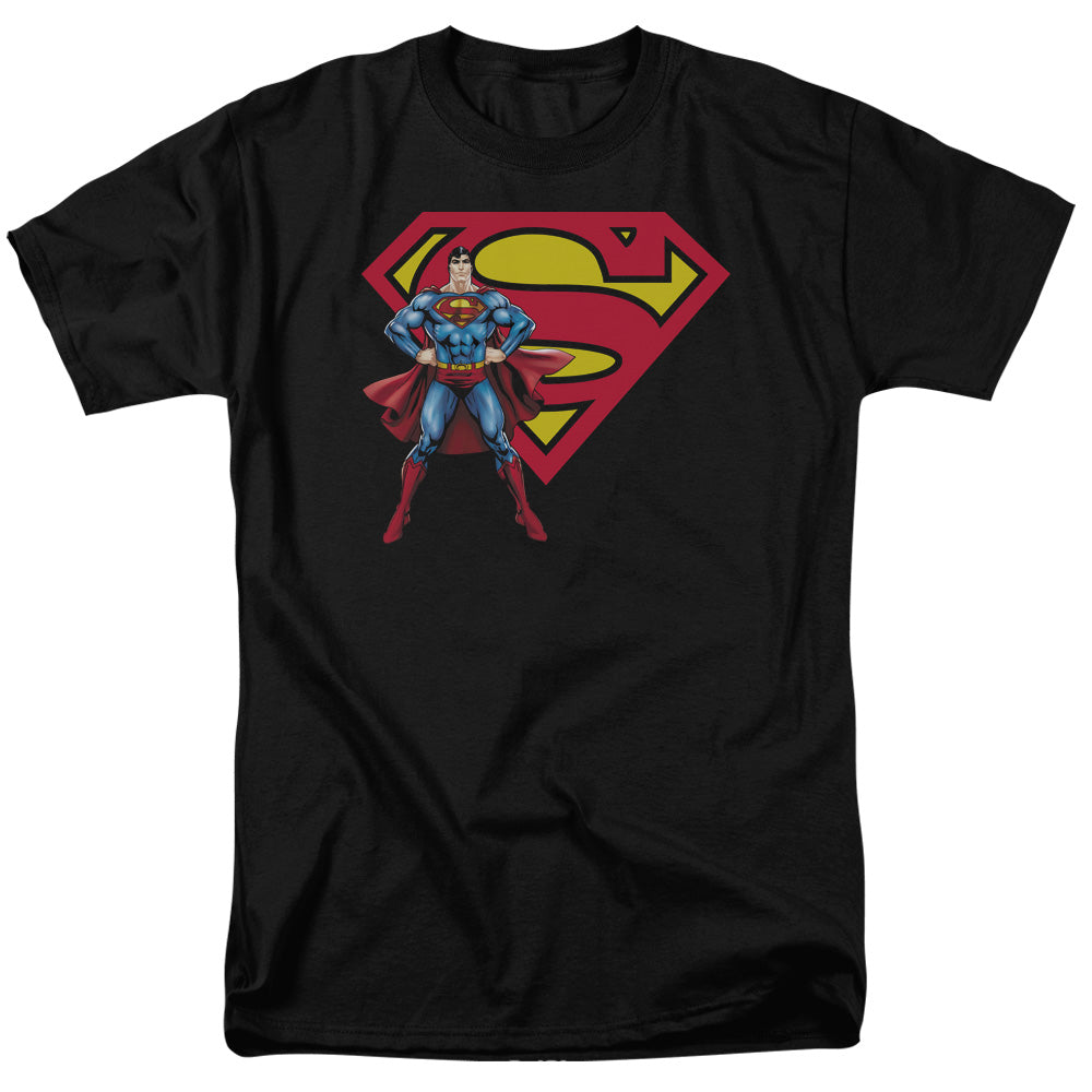 Superman - Superman & Logo - Short Sleeve Adult 18/1 - Black T-shirt