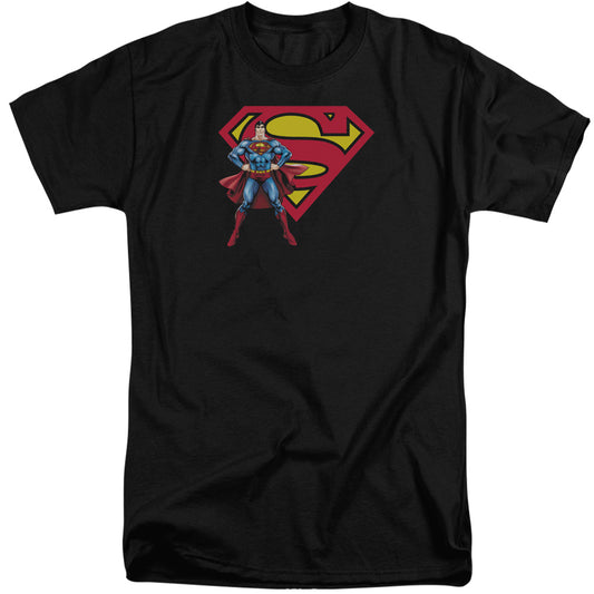Superman - Superman & Logo - Short Sleeve Adult Tall - Black T-shirt
