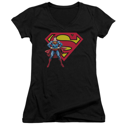 Superman - Superman & Logo - Junior V-neck - Black