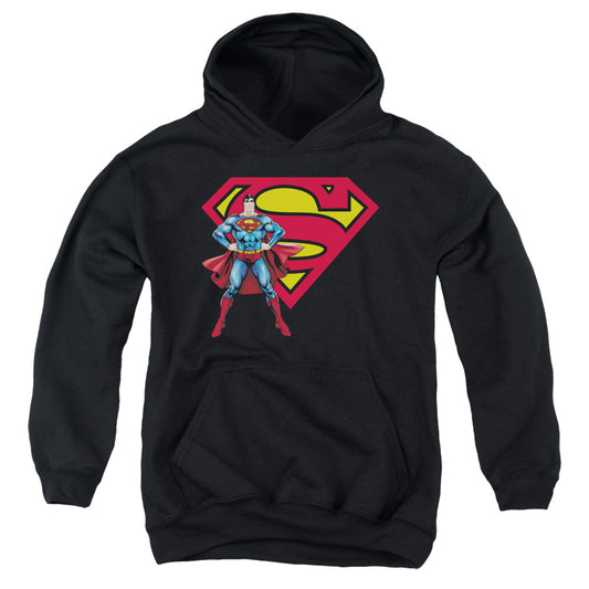 Superman Superman & Logo-youth Pull-over Hoodie - Black