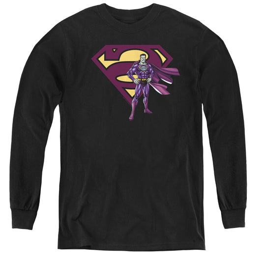 Superman - Bizarro & Logo - Youth Long Sleeve Tee - Black