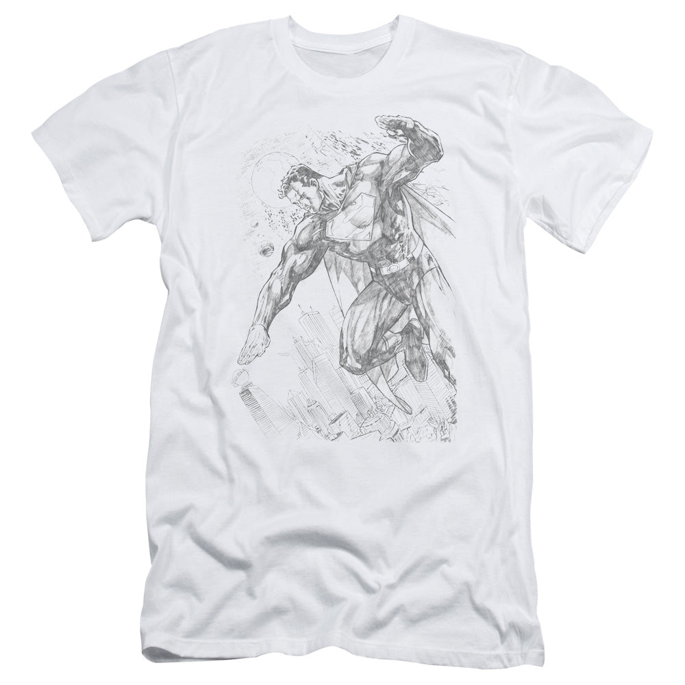 Superman - Pencil City To Space - Short Sleeve Adult 30/1 - White T-shirt