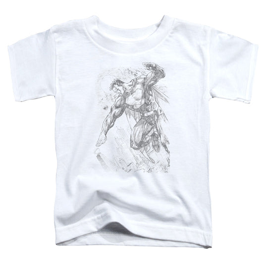 Superman - Pencil City To Space - Short Sleeve Toddler Tee - White T-shirt