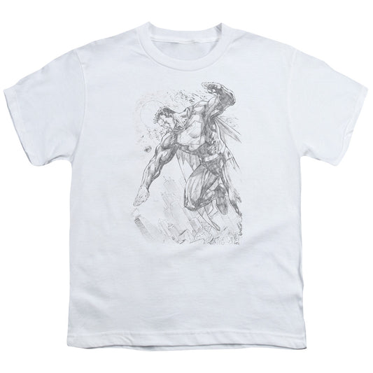 Superman - Pencil City To Space - Short Sleeve Youth 18/1 - White T-shirt