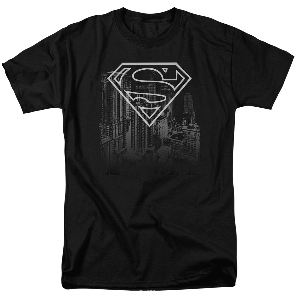 Superman - Skyline - Short Sleeve Adult 18/1 - Black T-shirt